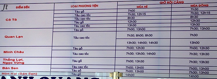 Расписание паромов на острова Куан Лан и Ко То Расписание паромов на острова Куан Лан и Ко То