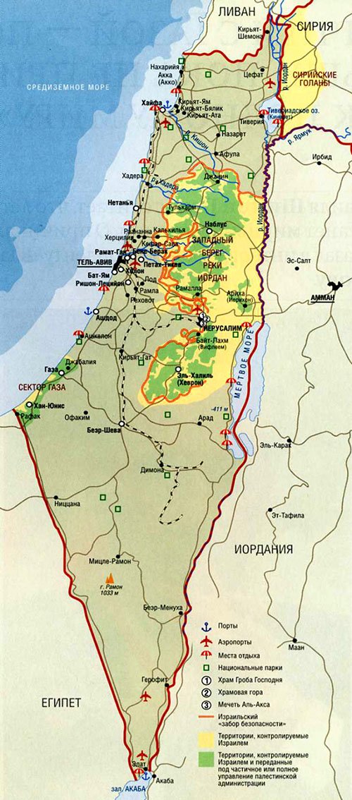 Карта Израиля на русском языке